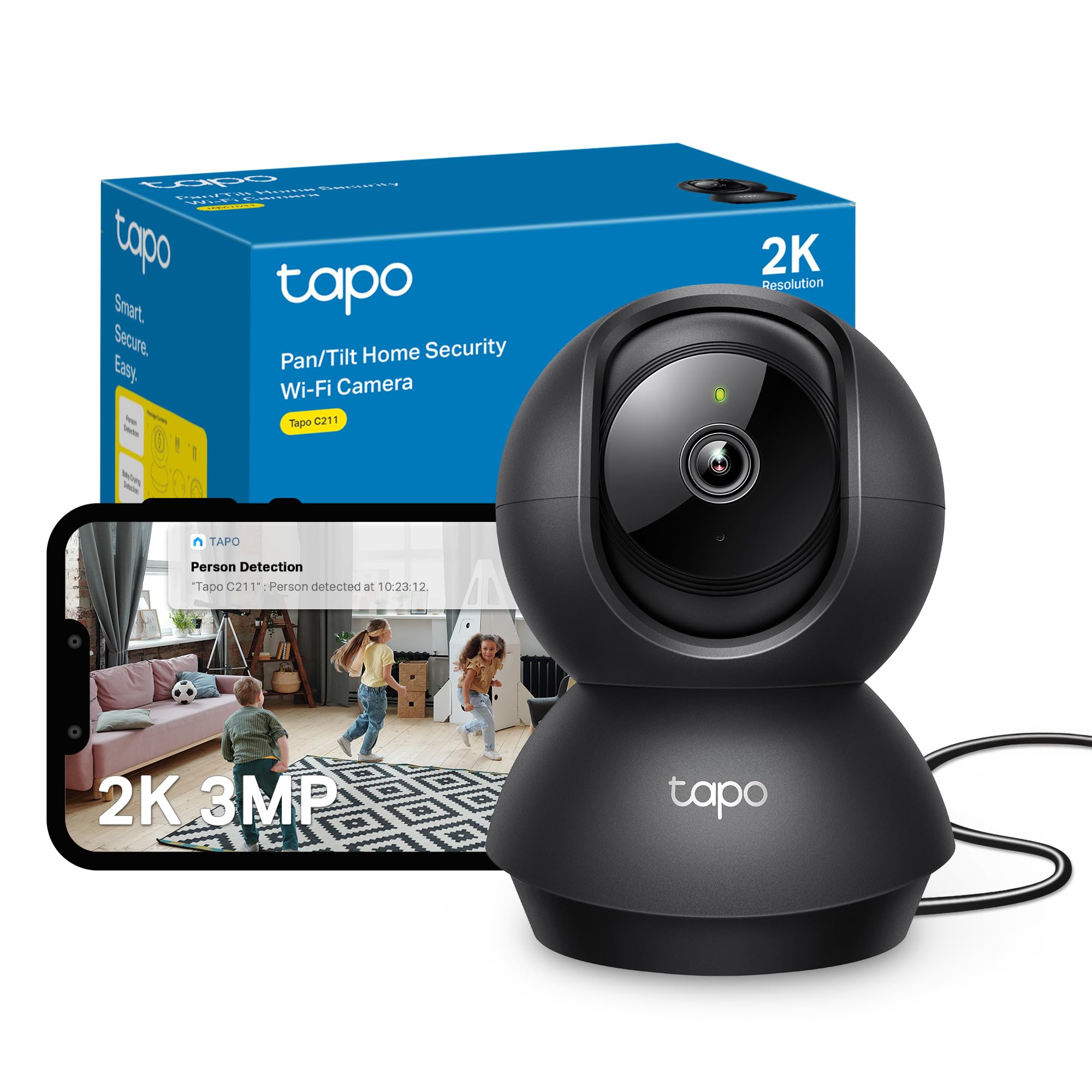 Tapo C211 2K 3MP Pan/Tilt Indoor Security Camera Pet Camera CCTV Camera | Dog Ca