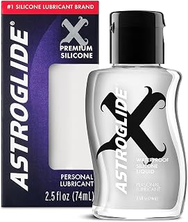 ASTROGLIDE Silicone Lube, X Premium Waterproof, 2.5 Fl Oz, Travel-Friendly | Premium silicone travel lube waterproof and long-lasting. Reduces reapplication needs. Hypoallergenic formula