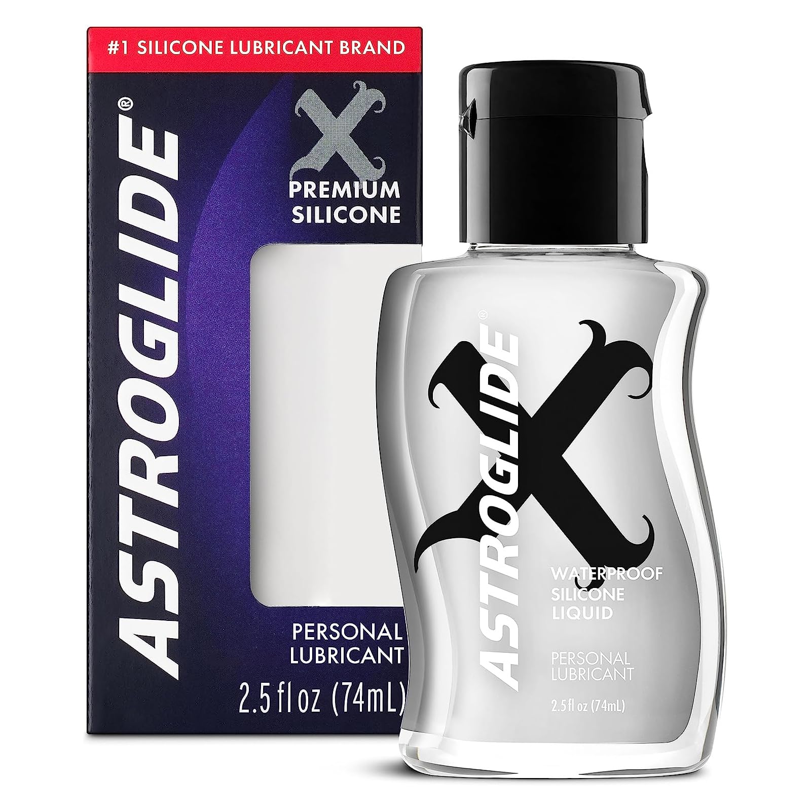 ASTROGLIDE Silicone Lube, X Premium Waterproof, 2.5 Fl Oz, Travel-Friendly | Pre