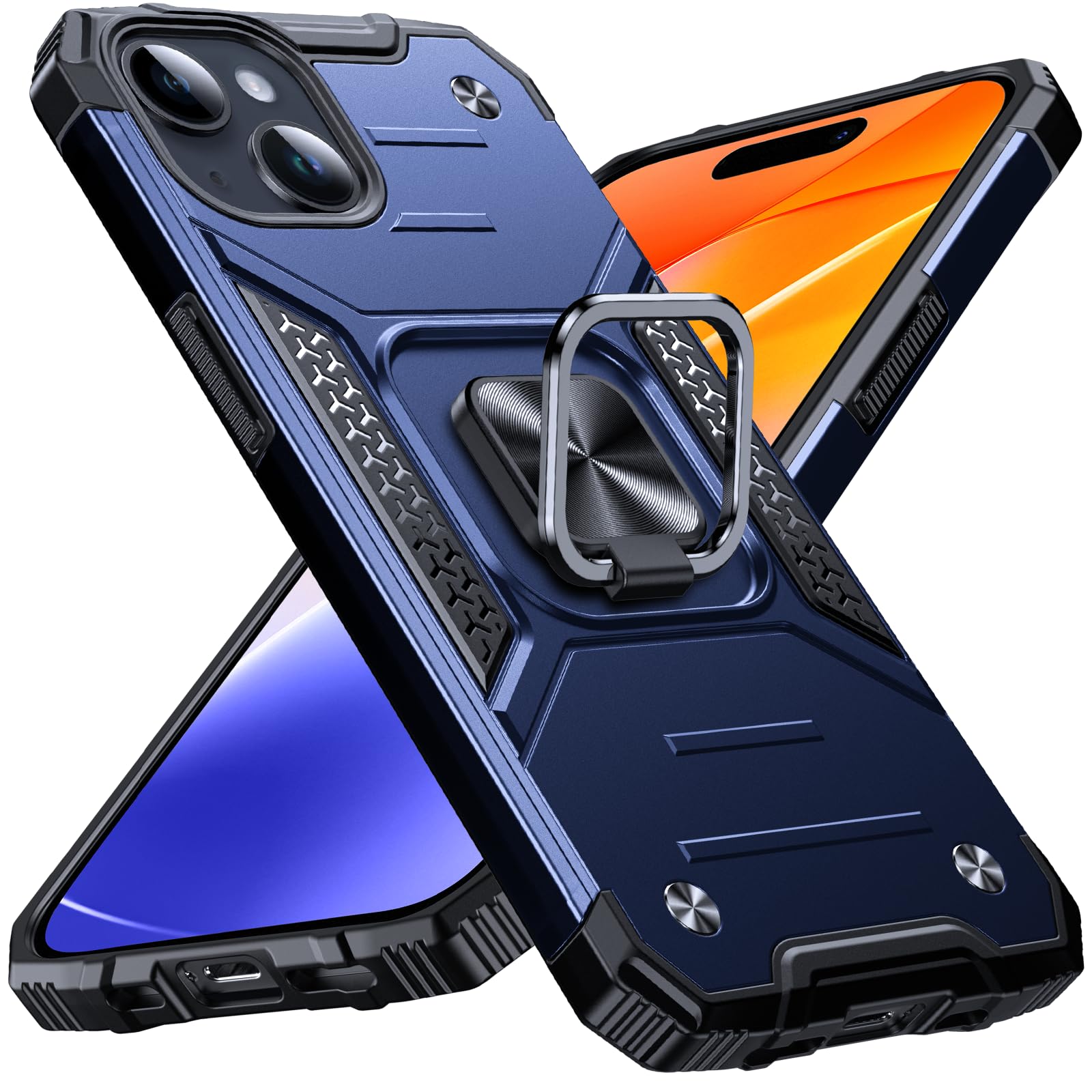 Anqrp Heavy Duty Case for iPhone 15 Case with Enhanced Ring Holder Grip Stand, M