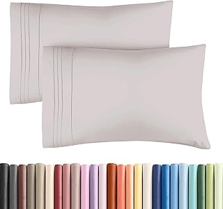 King Pillow Cases Set of 2 - Ultra Soft Pillowcase Covers - Light Grey