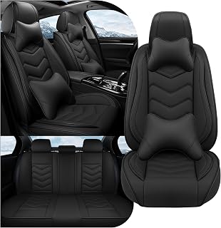 Car Seat Covers Fit for Ford F-150/F-250/F-350 2009-2026, Stylish Sport Seat Cover, Waterproof Wear-Resistant Premium Car Seat Cover，Ford F-150 Seat Covers. (Full Set with Pillow/Pure Black)