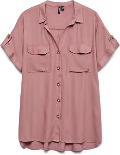 Vero Moda Women's Vmbumpy S/S Shirt Wvn Ga Noos Short Sleeve Blouse, Nostalgia Rose