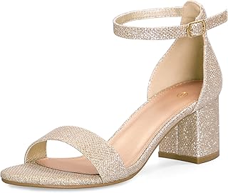 mysoft Women Sandals Low Heel Open Toe Block Heel Ankle Strap Wedding Sandals