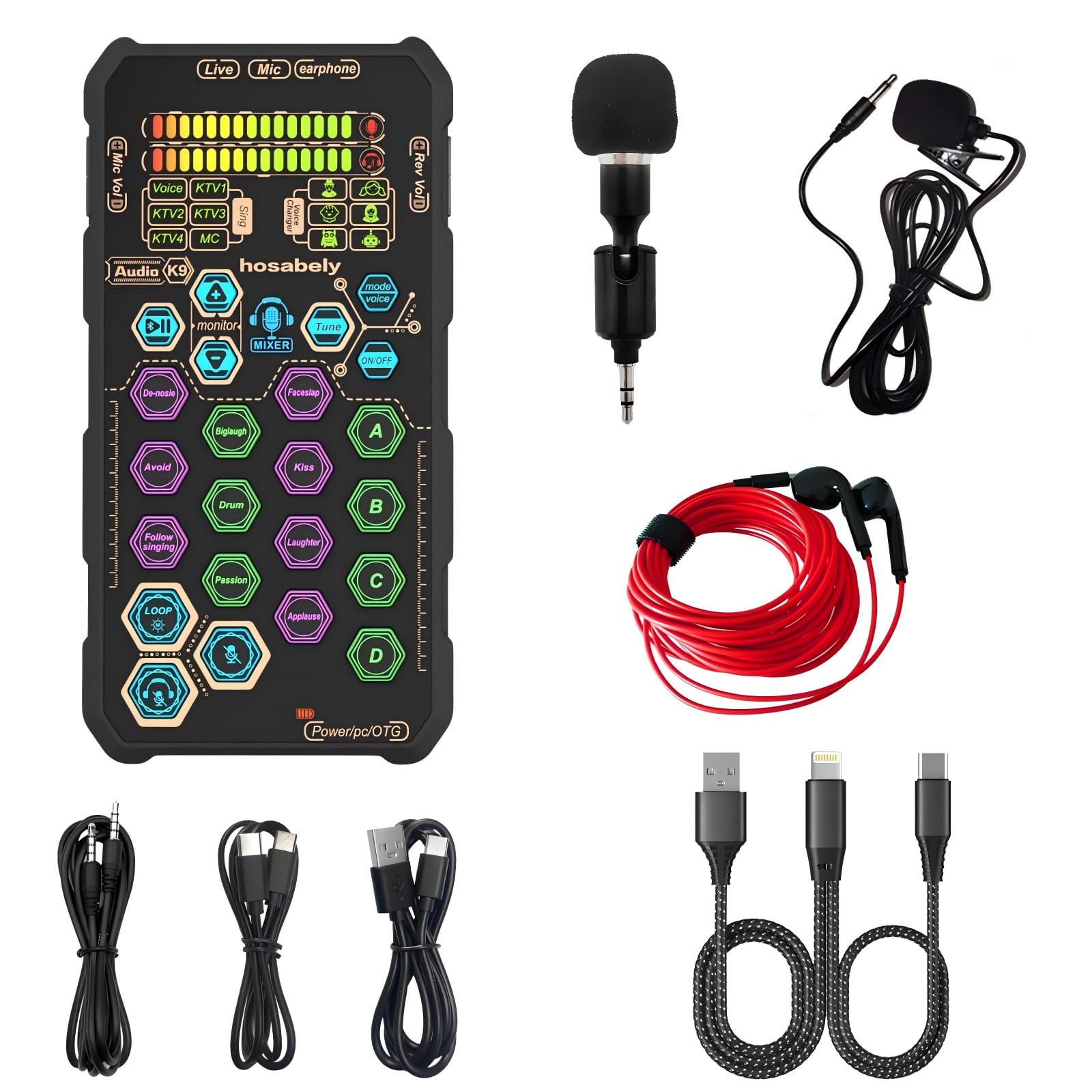 Hosabely SK9 Pro Handheld Voice Changer Set with Live Sound Effects | Custom SFX