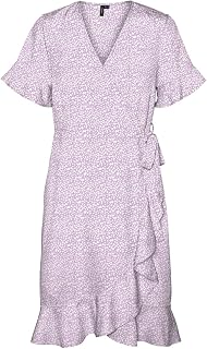 VERO MODA Vmhenna Vestido Cruzado con Volantes 2/4 Wvn Noos Vestido Mujer