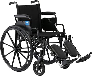 Medline Guardian K4 Wheelchair, 20" Wide, Removable Desk-Length Swing-Back Arms, Elevating Leg Rests