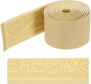 Generic 3D Wall Border Self Adhesive 90 x 3.1 Inches Flexible Peel and Stick for Wall Mirror Door Closet Gap Sealing Frame Lines Gold Tone