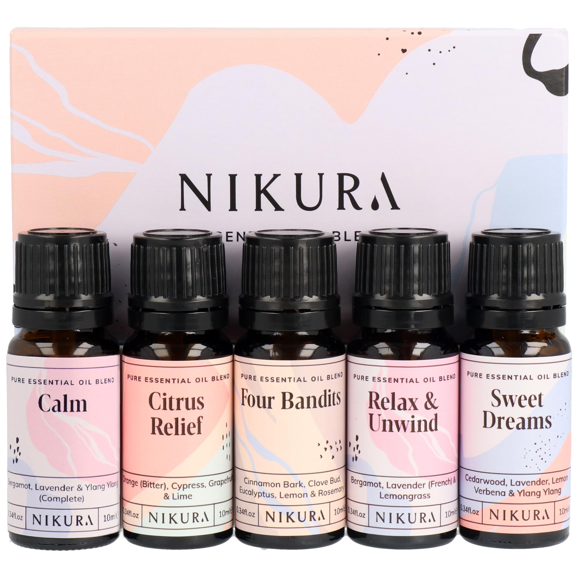 Nikura Essential Oils Blends Gift Set | Calming Essential Oils for Diffusers for