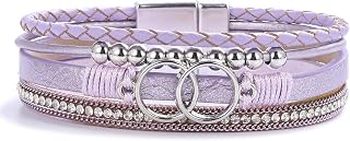 Chunky Boho Leather Wrap Bracelets Cowgirl Beaded Circle Western Jewelry