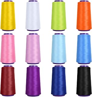 12 Pack Woolly Nylon – Serger Thread Cones, 2000M Each Spool Overlock Thread, PolyesterThread for Serger&amp;Overlock Machine Use,Low Stretchy