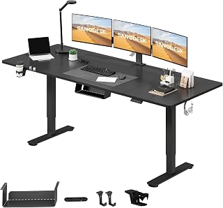 SANODESK 200 x 80 cm Electric Lift Desk with Table Top Two-Way Telescopic Electric Height Adjustable Desk with Memory Control and Anti-Collision Technology (Black)