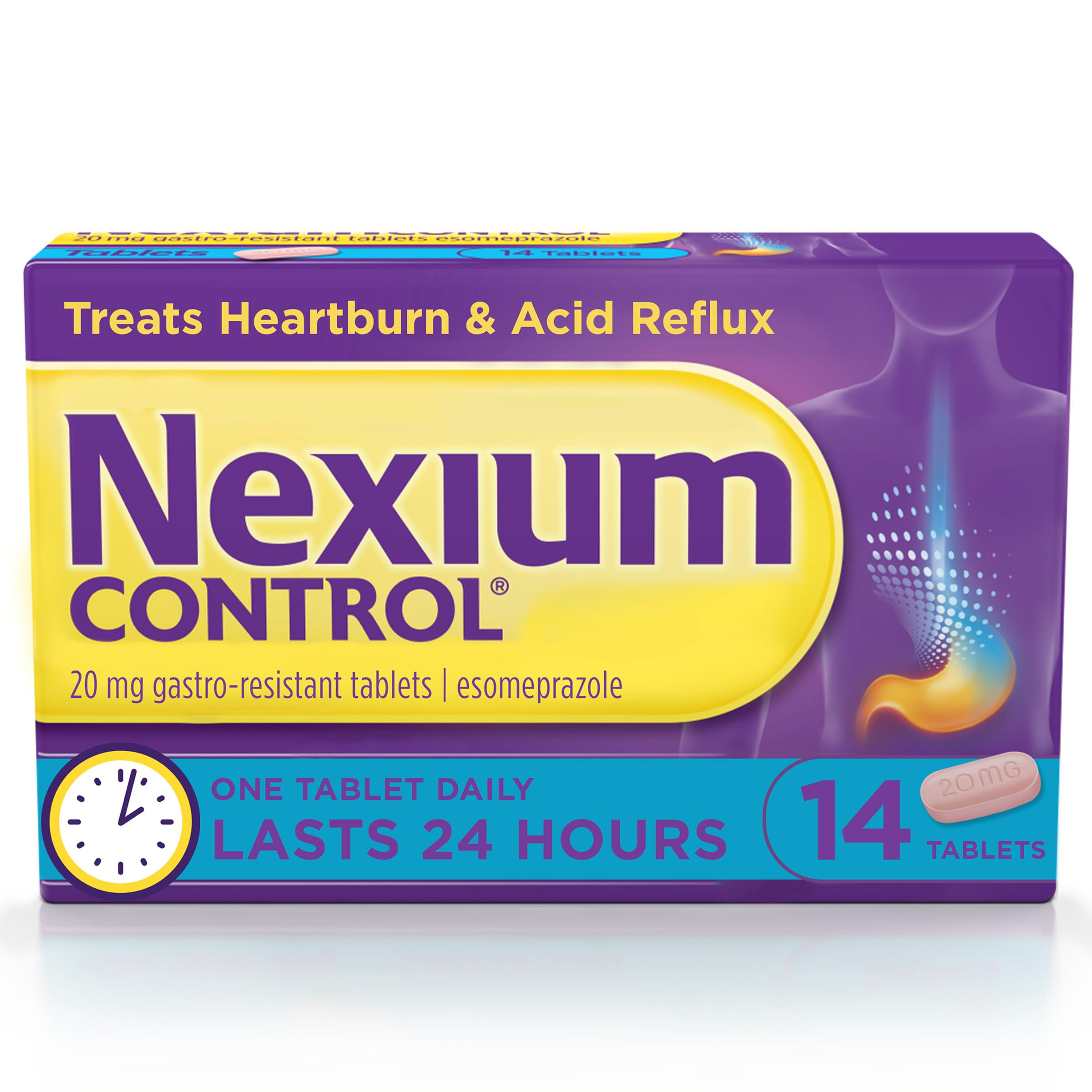 Nexium Control Heartburn Tablets, Esomeprazole 20 mg, 14 Count | Esomeprazole 20