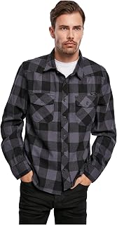 Brandit Individual Wear Men's Flannel Check Cotton Breathable Stylish Casual Button Down Long Sleeve Shirt w/Roll Up Sleeves
