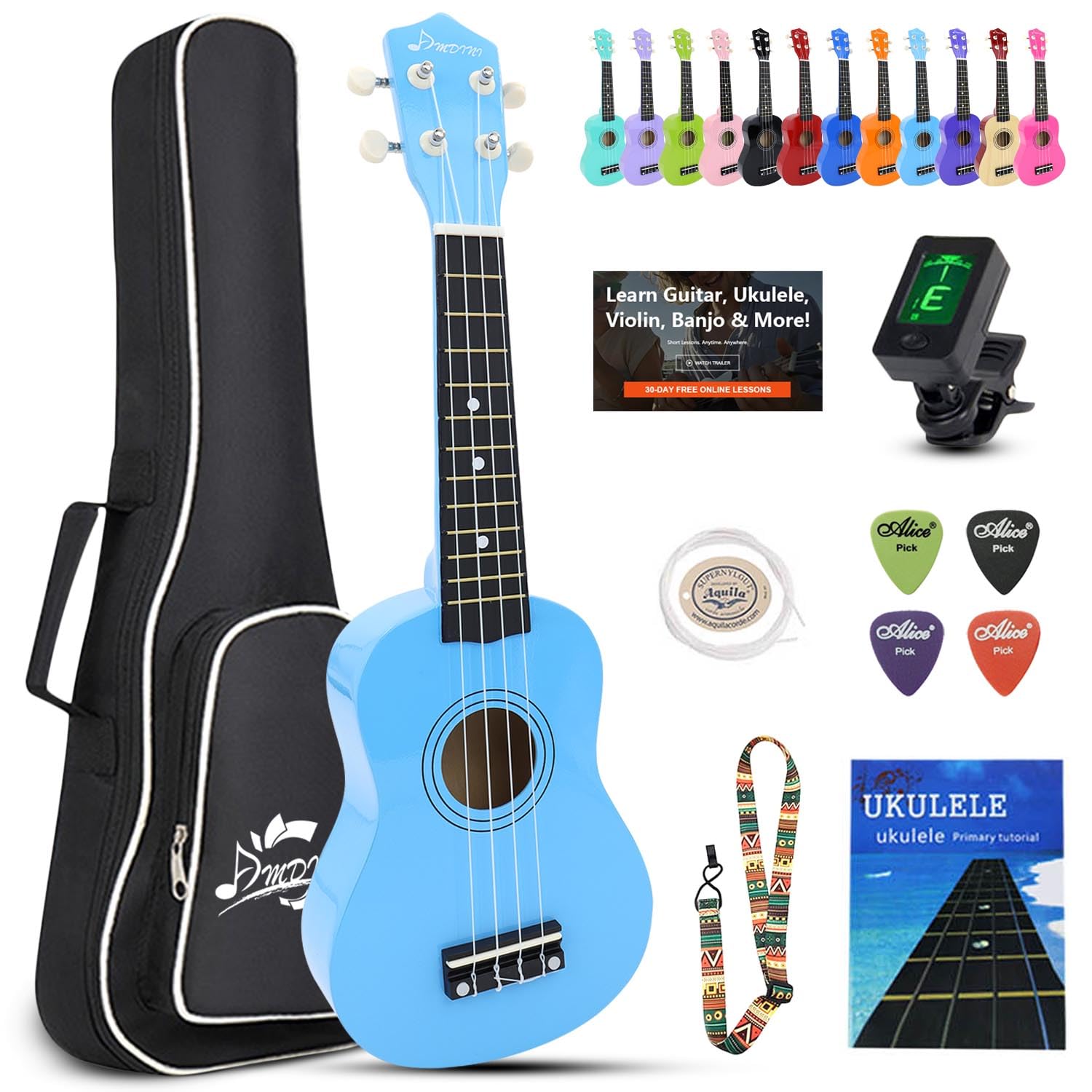 AMDINI Soprano Ukulele for Kids 21 Inch Hawaiian Wood Ukelele Beginner Kit | Inc
