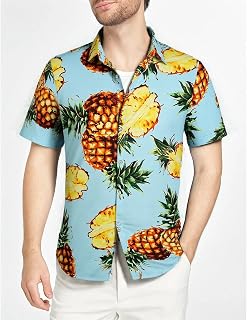 Hawaii-Hemden für Herren, Sommer, tropisch, Knopfleiste, Baumwolle, vielseitig, Alltag, lässig, kurzärmelig