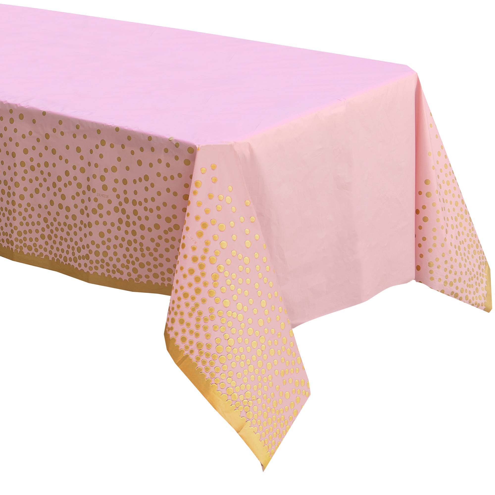 2 Pack Premium Pink and Gold Plastic Tablecloths – Thick, Durable, Reusable Tabl