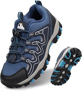 Boys Girls Hiking Trail Shoes Waterproof Slip Resistant Outdoor Trekking Walking Running Sneakers(Little/Big Kids)