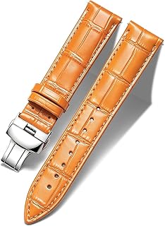BINLUN Leather Watch Bands Replacement Alligator Pattern Watch Strap for Men Women with Silver/Gold/Rose Gold Butterfly Deployment Buckle 12mm 13mm 14mm 16mm 17mm 18mm 19mm 20mm 21mm 22mm 23mm 24mm