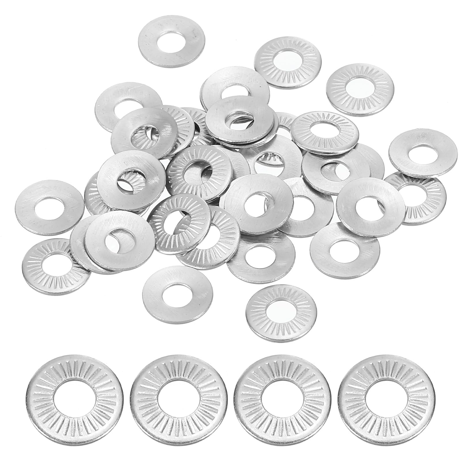 100 Pack 304 Stainless Steel Flat Washers M3x8mm Belleville Spring Tapered Knurl