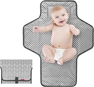 Portable Changing Pad for Baby, Waterproof Travel Changing Pads for Moms, Dads, with Built-in Pillow, Excellent Baby Shower, Registry Gifts