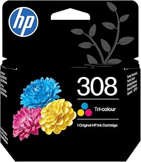 HP 308 Tri-colour Original Ink Cartridge | Compatible with HP Envy 6110, 6120, 6130, 6520, 6530 ,HP DeskJet 2910, 2920, 4310, 4320, 4330, yield 120 pages (7FP20UE)