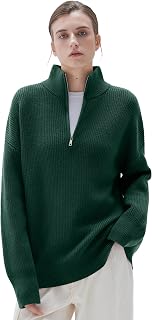 SUUKSESS Women Cashmere Blend Oversized Quarter Zip Pullover Sweater