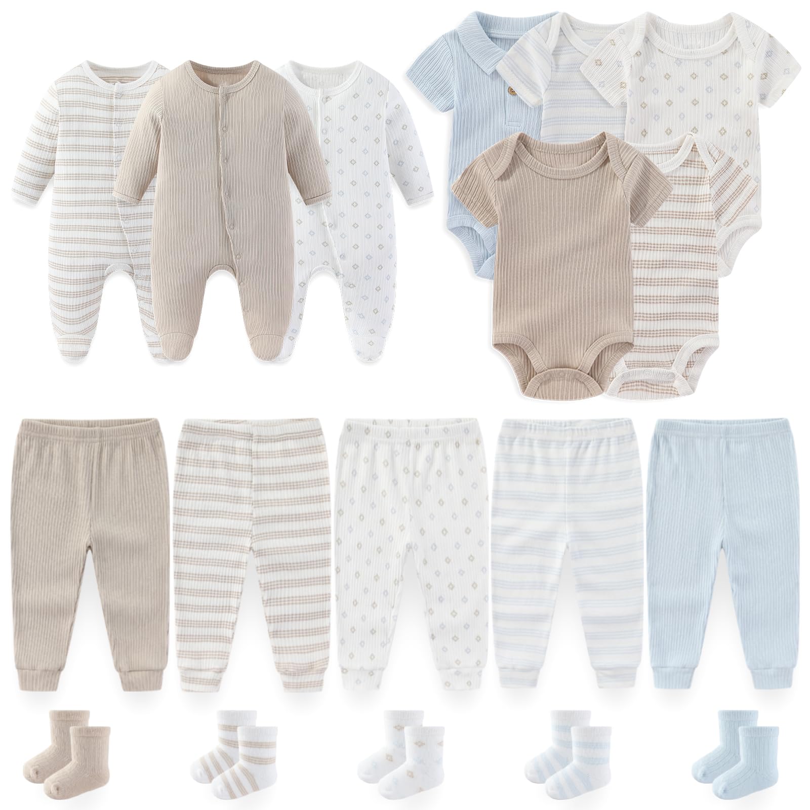 BIGBIGKISS Baby Boy Girl Clothes 18 Piece Layette Gift Set and Accessories