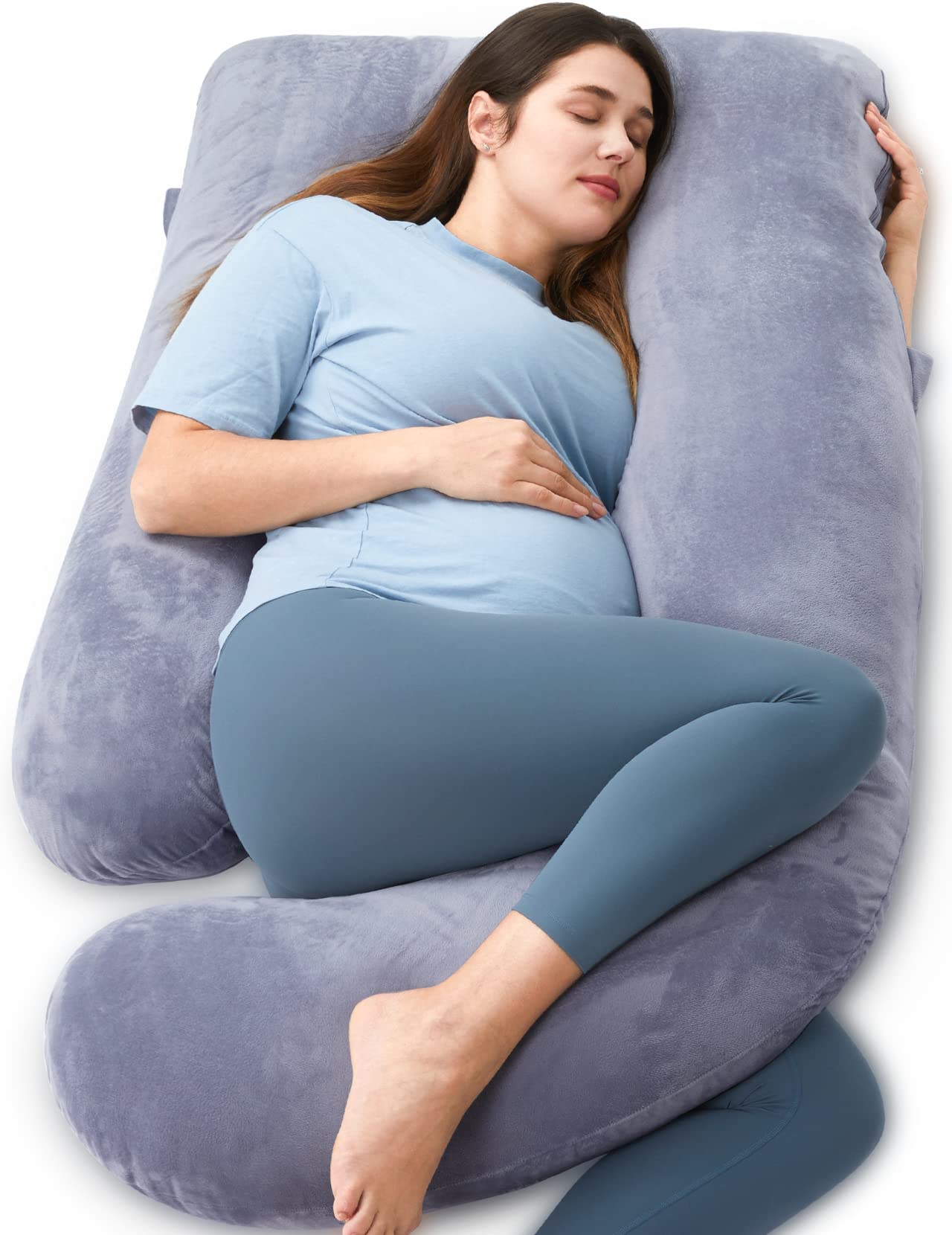 Momcozy Pregnancy Pillow for Sleeping - U Shaped Full Body Maternity Pillow | Re
