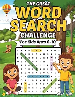 Word Search Challenge for Kids Ages 6-10: Over 100 Fun Word Puzzles with Cute Illustrations and Exciting Themes Like Animals, Travel, Fantasy, Sports, and More!