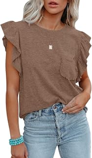 siliteelon Blusas para mujer, estilo casual, manga 3/4, con volantes, acampanada, para negocios, formal, para el trabajo, primavera, a la moda, 2026