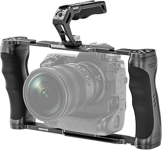 NEEWER Universal Camera Cage & Top Handle with 3/8" Pins for ARRI, CA016T | Video Rig Camera Stabilizer, Locating Pins for ARRI, Arca Type Base, Dual Handgrips, Compatible SmallRig Accessories