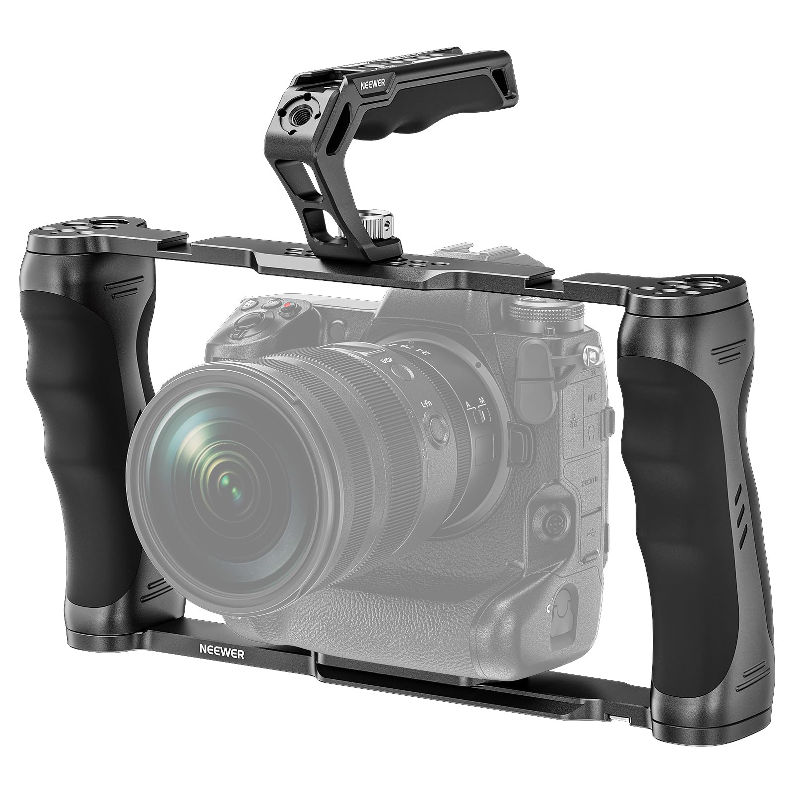 NEEWER Universal Camera Cage & Top Handle with 3/8" Pins for ARRI, CA016T | Vide