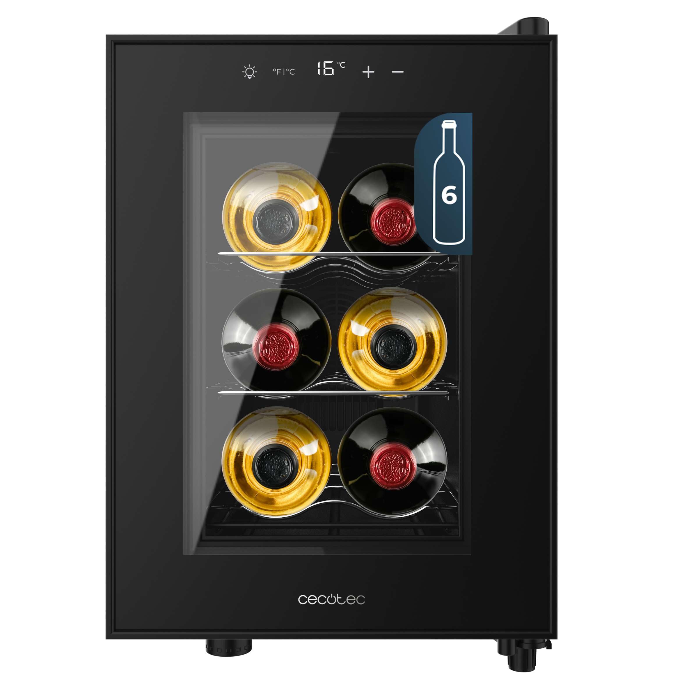 Cecotec Wine Bar 6 Bottles Bolero GrandSommelier 600 CoolCrystal E. Metal Shelve