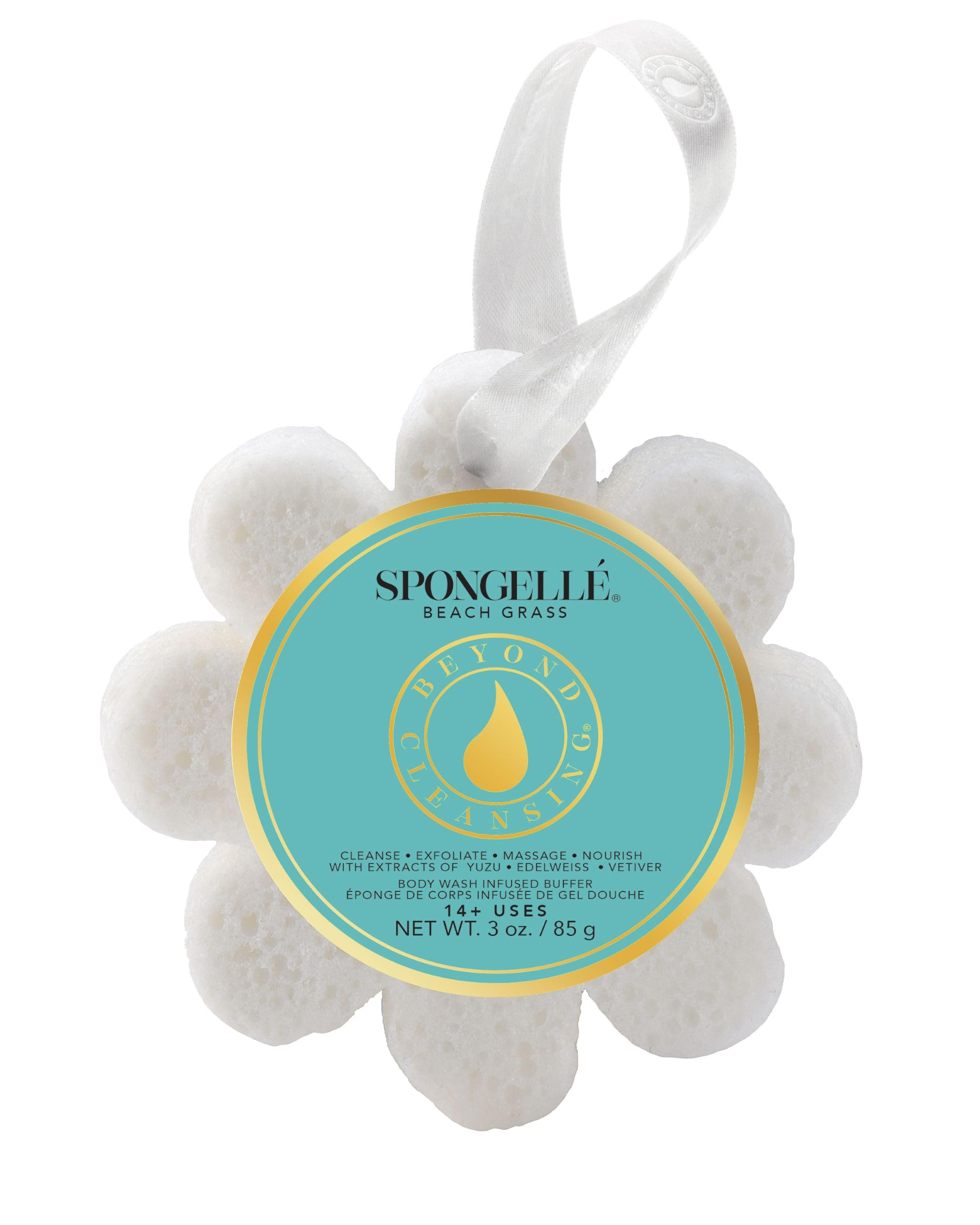 Spongellé Beach Grass Wild Flower Bath Sponge | Built-in Body Wash & Body Scrubb