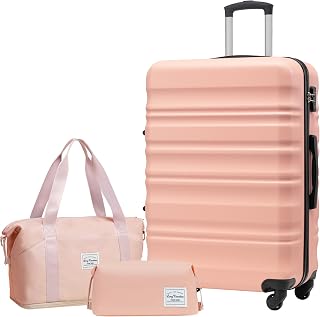 LONG VACATION Luggage Set, 28 Inch Suitcase, Pink, 3 Piece