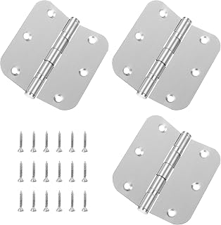 3.5 Inch Ball Bearing Door Hinge, Stainless Steel Rounded Door Hinges 3 Pcs