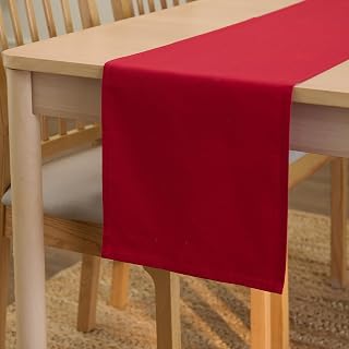 Encasa XO Cotton Table Runner, Dining Kitchen Cloth 32x150 cm Red