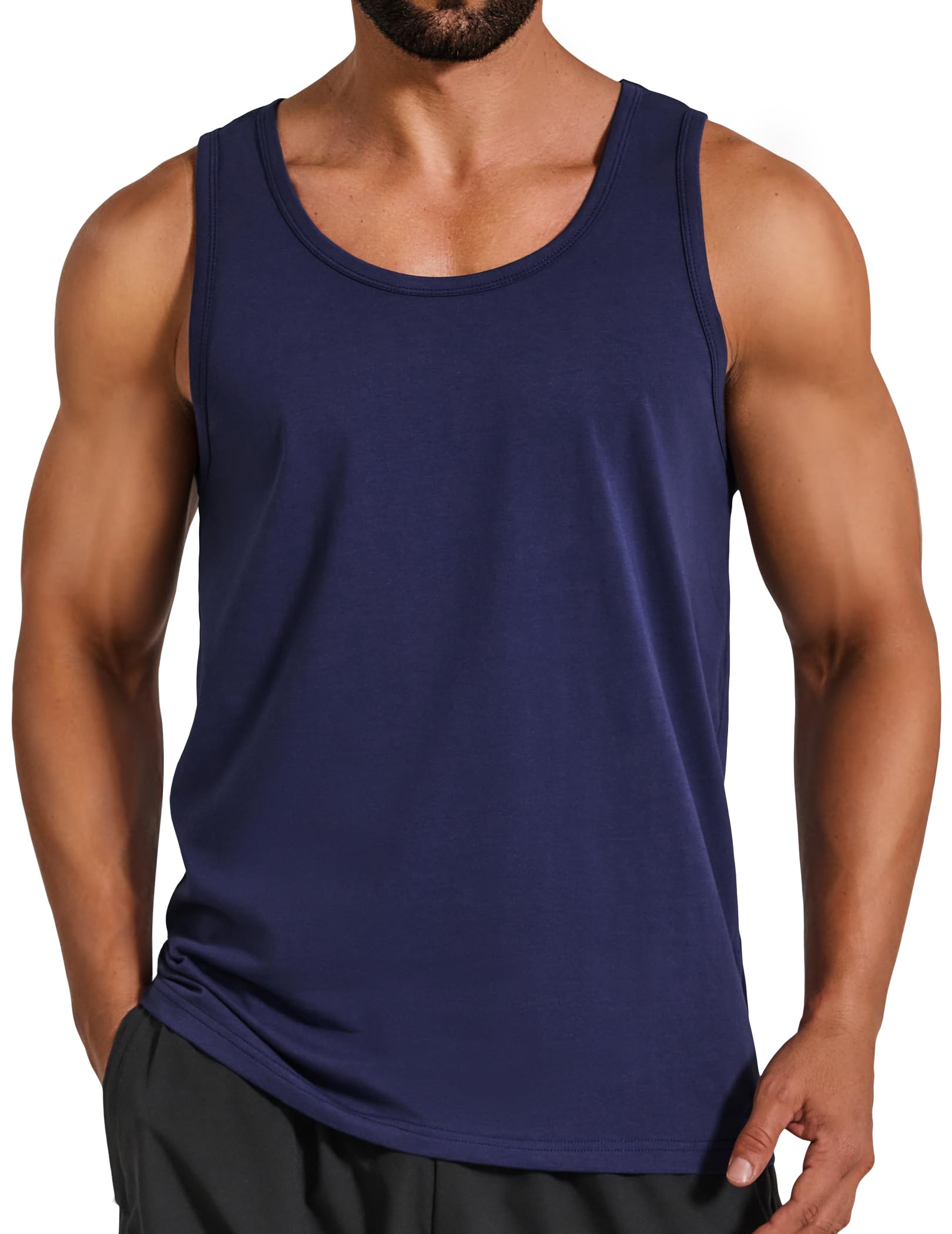 COOFANDY Camiseta sin mangas de algodón para hombre, para verano, playa, gimnasi