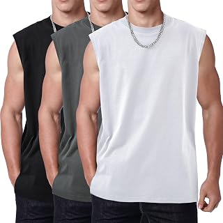 Mens Workout Tank Tops Sleeveless Tshirts Men Muscle Shirt Gym Acid Wash T-Shirt Running Beach T-Shirt Loose Fit