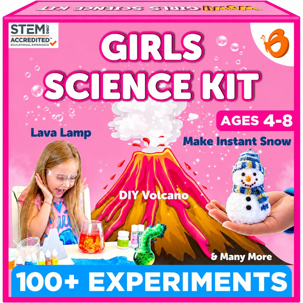 Butterfly EduFields 100+ Experiments Girls Science Kit for Kids Age 5-7 6-8 | Vo