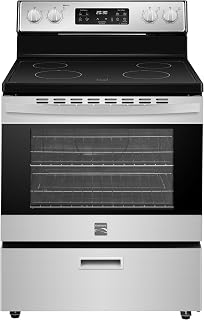 Kenmore 5.2 cu ft. Rear Control Electric Range - Stainless Steel | 4 Cooktop Elements - Steam Clean Oven & Hidden Bake for Easy Cleaning - Ultra-Durable Chrome Racks & Storage Drawer