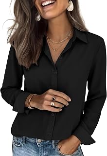 siliteelon Striped Shirt Women Button Down Long Sleeve Work Dress Shirt