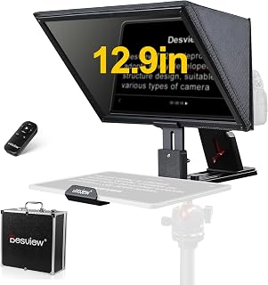 Desview T12S 12.9" Metal Teleprompter with Beam Splitter Glass | Easy Assembly, Carry Case Included, for Camera & iPad, Ideal for YouTube & Live Streaming, for Podcast & Content Creators