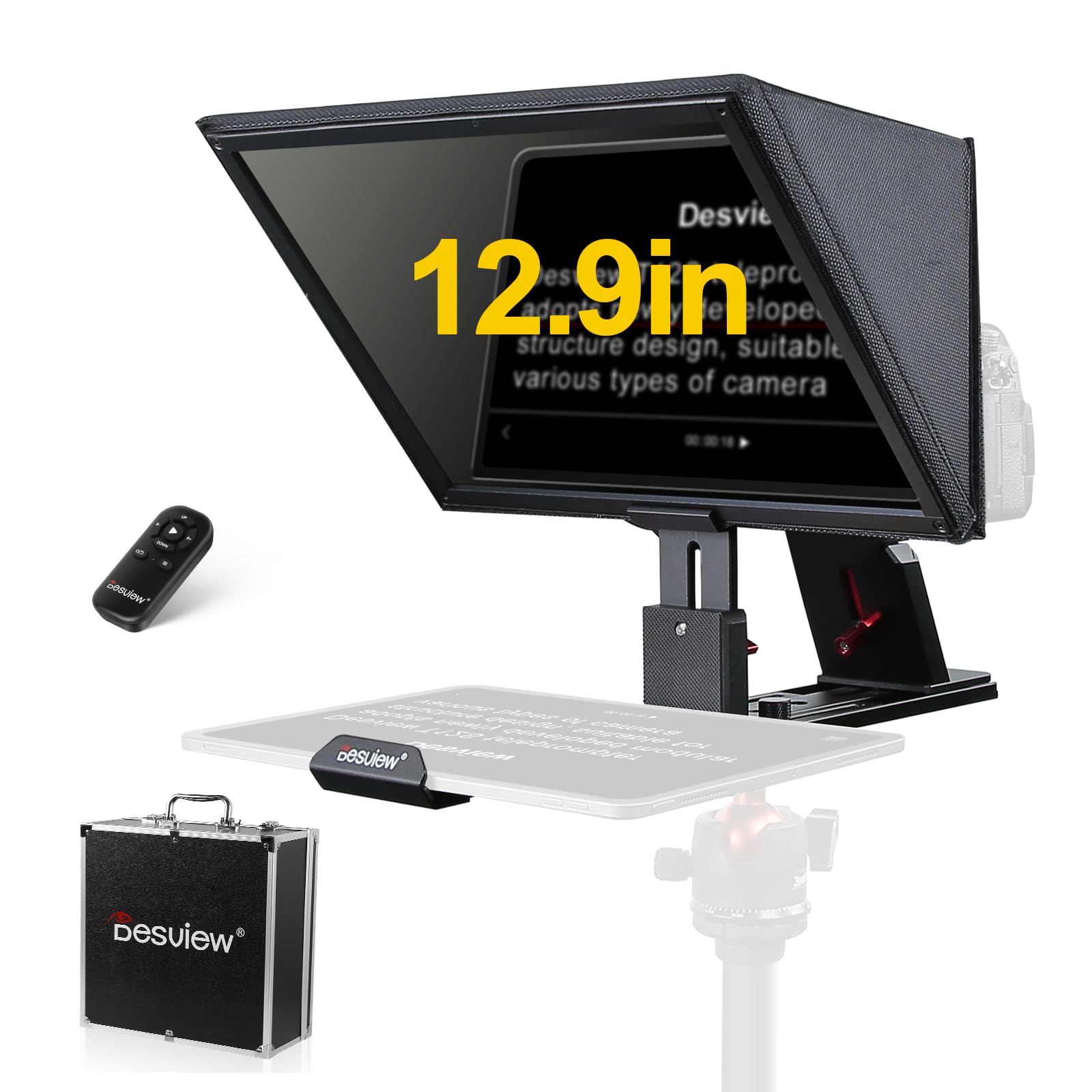 Desview T12S 12.9" Metal Teleprompter with Beam Splitter Glass | Easy Assembly, 