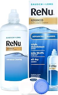 ReNu Advanced Multi-Purpose Contact Lens Solution, 1 x 360 ml | Bausch + Lomb, Soft Contact Lenses, Kills 99.9% of Germs, Triple Disinfectant, Removes Protein, Lens Case Included