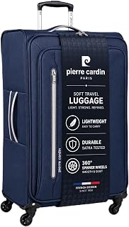 Pierre Cardin Soft Sided Luggage - with Stress Tested Durable Wheels | Telescopic Drag Handle Lightweight Soft-Sided Suitcase with Packing Straps | CL610