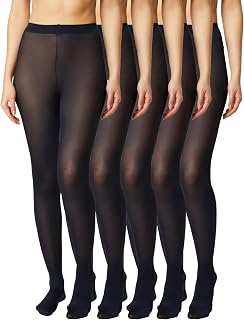 FM London Pack of 5 Women's 40 Denier Stretch Fit Soft and Robust Tights