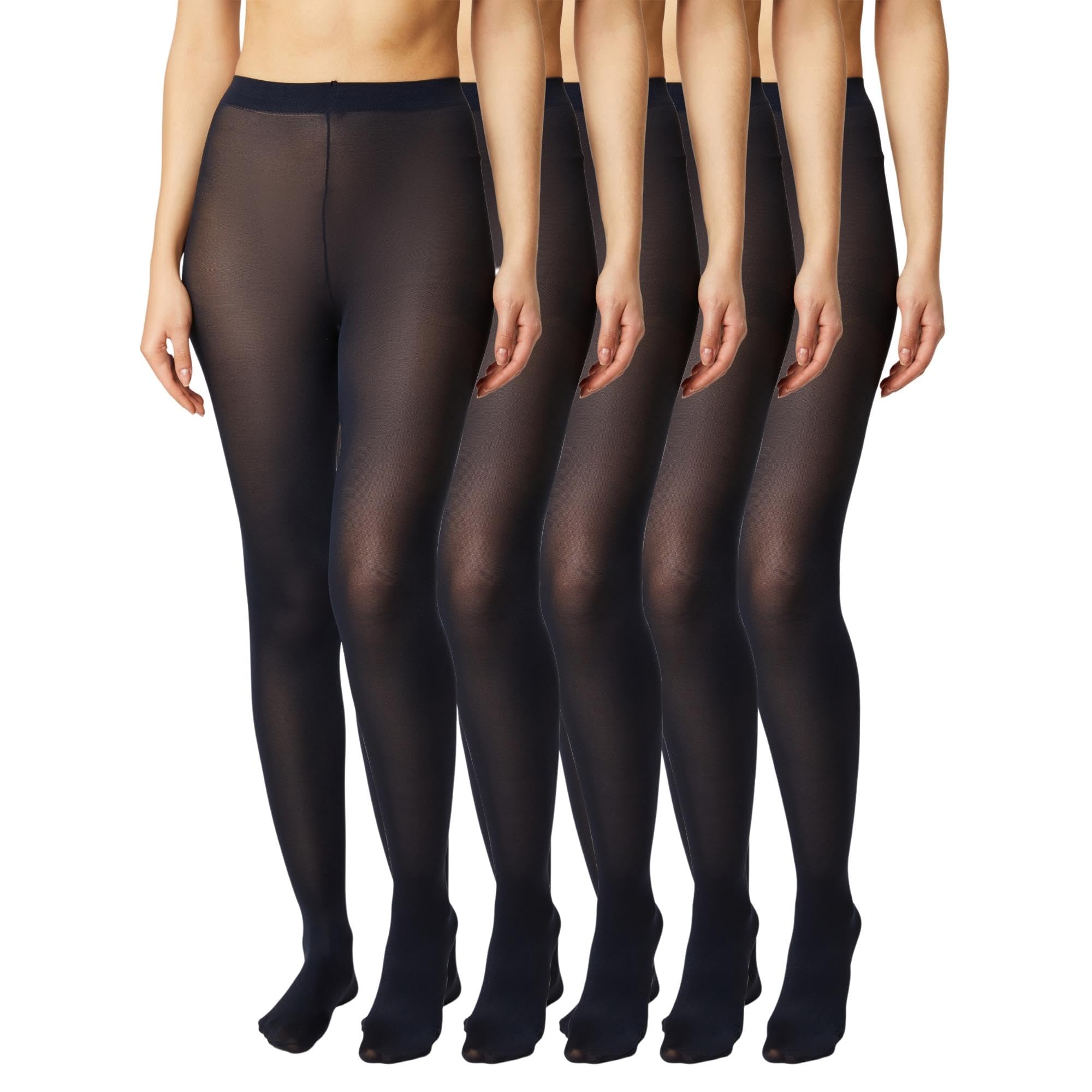 FM London Pack of 5 Women's 40 Denier Stretch Fit Soft and Robust Tights