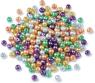 100pcs 8mm Mixed Glass Round Beads Halloween Colorful Mini Spacer Beads Loose Beads Wedding Decoration for DIY Earring Bracelet Necklace Jewelry Making